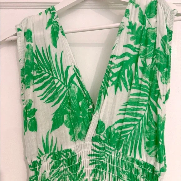 Tropical Green Leaf Print Maxi Dress - Picture 4 of 6